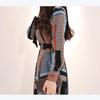 Vintage Print Shirt Dresses Women Elegant Single-Breasted Long Sleeve Lapel Belt Bow Long Robe