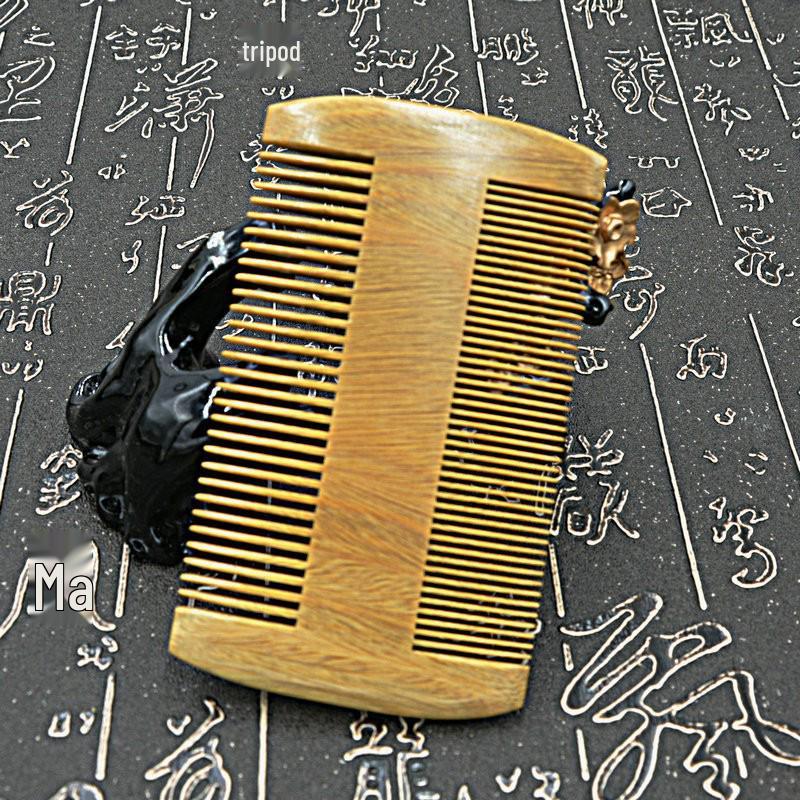 Green Sandalwood Fine-Toothed Lice Comb with Free Engraving - Anti-Dandruff Hair Care Tool
