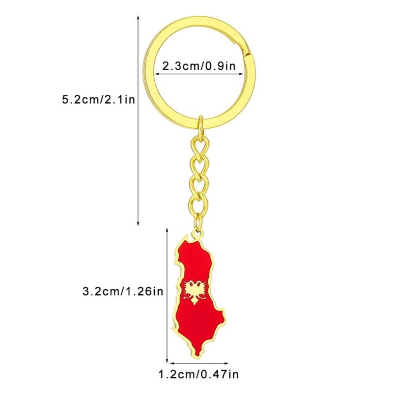 Albania Eagle Map Flag Keychain Ethnic Style Keyrings Jewelry Accessory for Bag