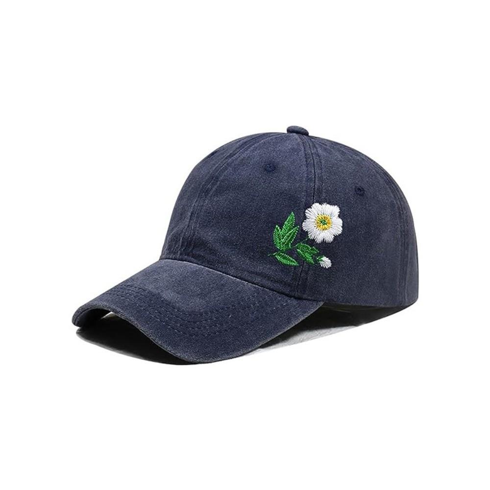 Retro Flowers Embroidery Baseball Cap Washed Cotton Adjustable Baseball Hats Sunscreen Hats For Man Women