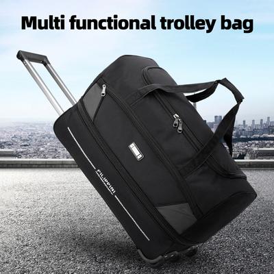 Borsa da viaggio con rotelle in tessuto Oxford Unisex Viaggio all'estero Imbarco Borsa da lavoro Grande capacità Pieghevole Multifunzionale Borsa portaoggetti