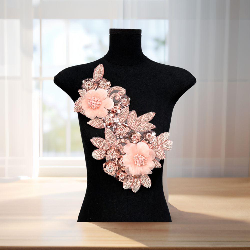 Handmade Cloth Patch Lace Fabric Cloth Applique Flower Embroidery Applique  Sewing