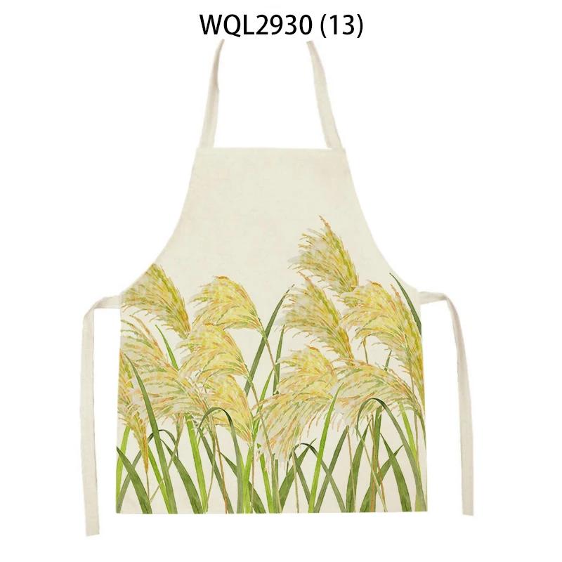 Cleaning Supplies Flower Plants Pattern Kitchen Aprons Sleeveless Linen Aprons Home Cooking Baking Accessories Antifouling Apron