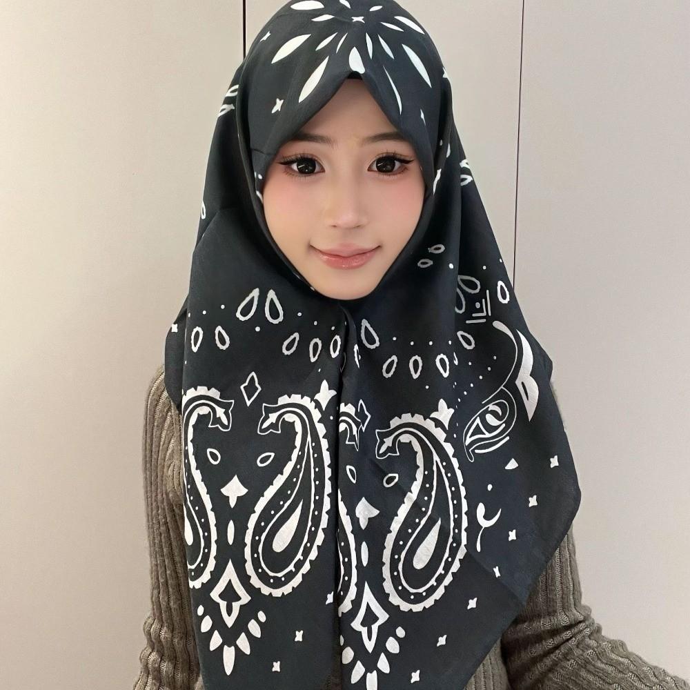 Lightweight Breathable Paisley Printed Scarf 90cm Soft Square Scarf Vintage Print Windproof Women Head Scarf Woman's Accessory