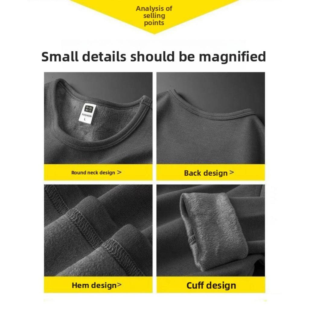 Jesienno-zimowy męski gruby i nieodwrócony aksamitny ciepły T-shirt z długim rękawem i okrągłym dekoltem koszulka bazowa i T-shirt z długim rękawem