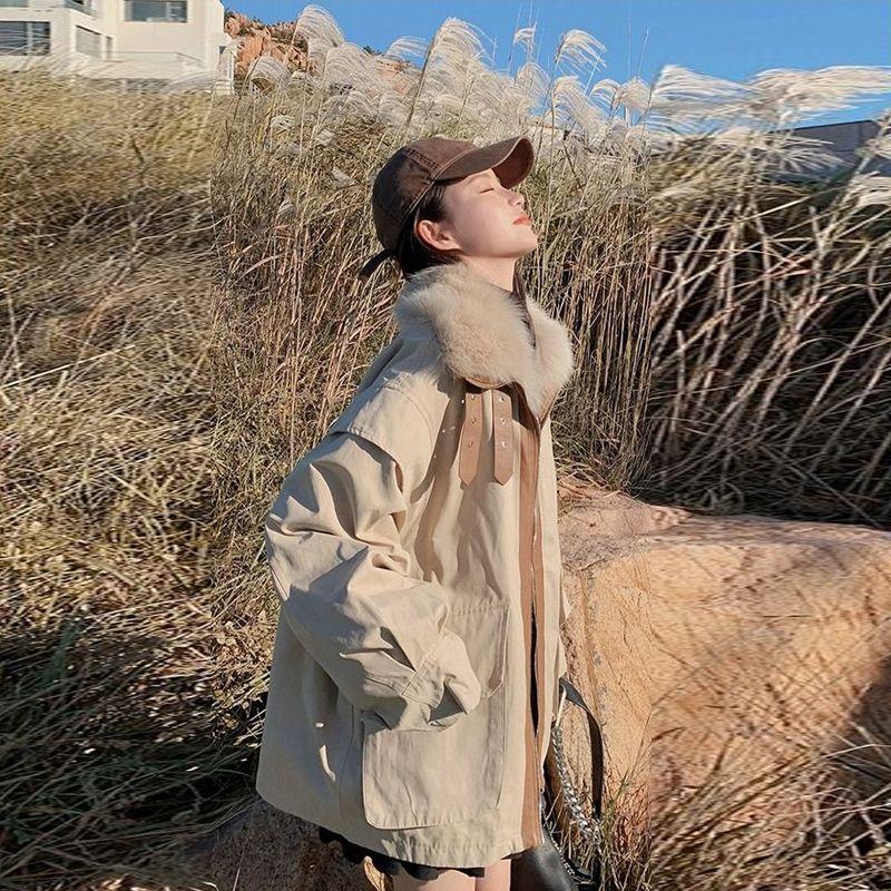 Winter Damen Arbeitsjacke Kurz Fleecegefüttert Verdickt Baumwollmantel Koreanischer Stil