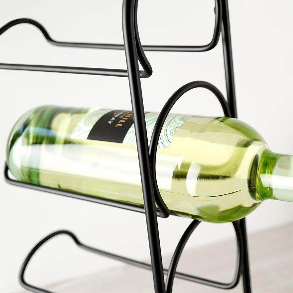 Black Metal Wine Rack for 4 Bottles, 21x43 Cm