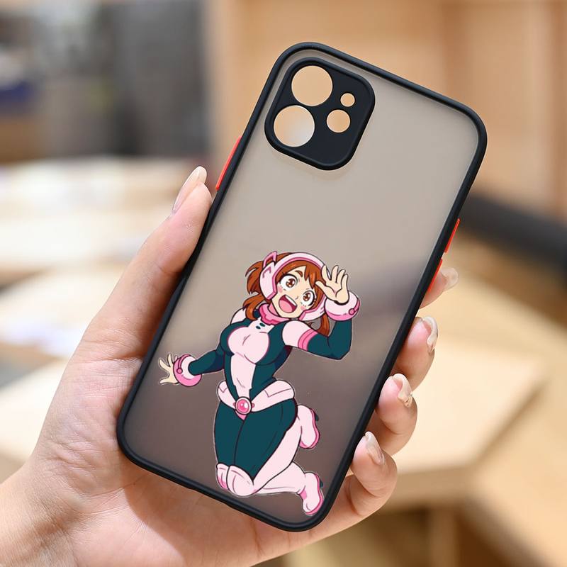 Ochaco Uraraka My Hero Academia Anime Phone Case Matte Transparent  For Iphone 7 8 11 12 13 Plus Mini X Xs Xr Pro Max Cover