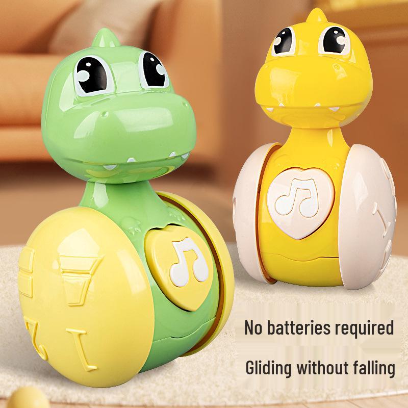 Toddler Toys 9-12 Months: Cartoon Dinosaur & Fawn Sliding Roly-Poly Soothing Toy