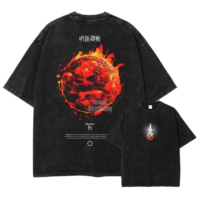 Anime J-Jujutsu K-Kaisen T Shirts Manga Washed Oversized Vintage Washed High Quality Hot Product Unisex Sweatshirt Sports Soft