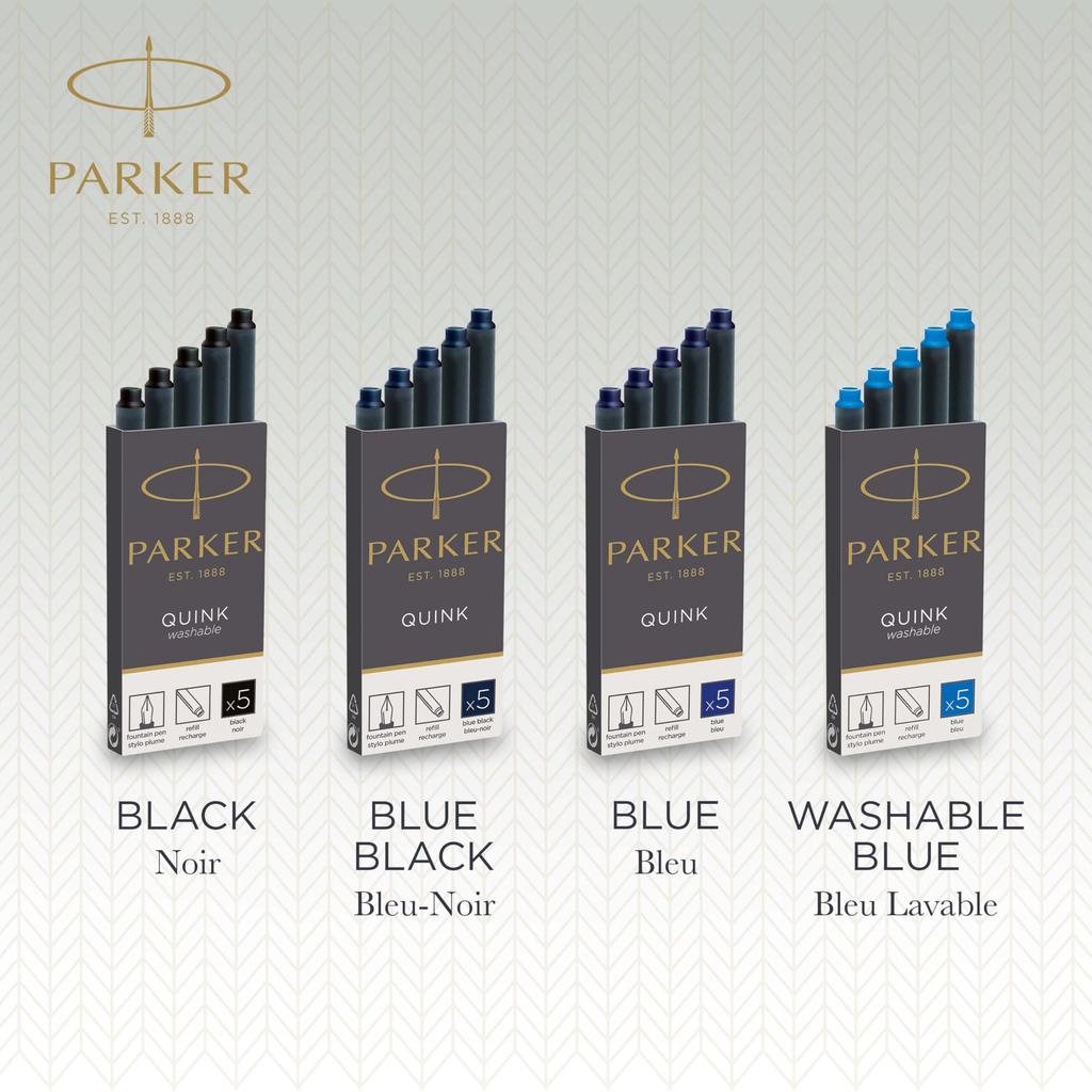 PARKER Quink Cartridge Genuine Imported 1950385 Ink, 5-pack, Blue-Black, Water-based, Product,
