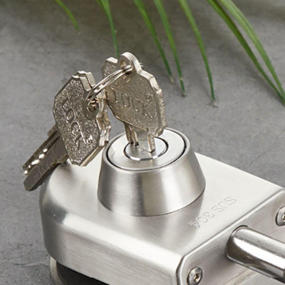 10-12mm Frameless Glass Door Lock with Keys Safe Glass Display Cabinet Lock Stainless Steel No Need Drilling Door Lock Buckle