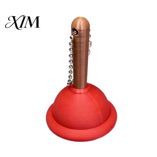 Plunger Shape Clicker Mini Toilet Keychain, 3D Printed Finger Toy, Backpacks Handbag Purse Charm, Gag Gift Charm 1pc