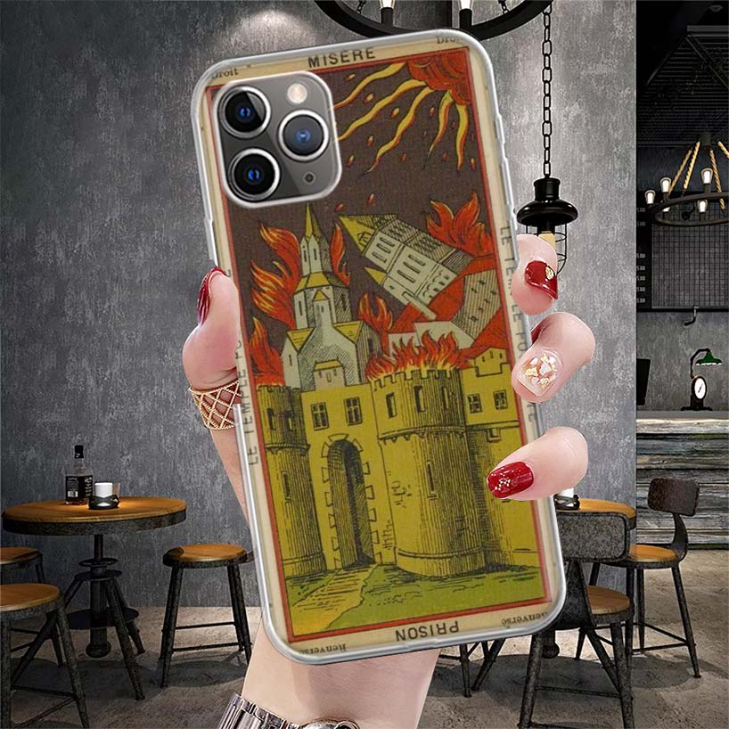 Tarotkarten Reading Kunst Weiche Handyhülle Für IPhone 11 17 Air 16E 16 Pro Max 15 + 14 Plus 13 Mini 12 Apple 7 SE 8 Fundas Coque 11