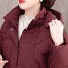 Plus Size XL-5XL Middle Age Woman Winter Long Coats Hooded Elegant Loose Thick Warm Embroidery Parkas Female Jacket
