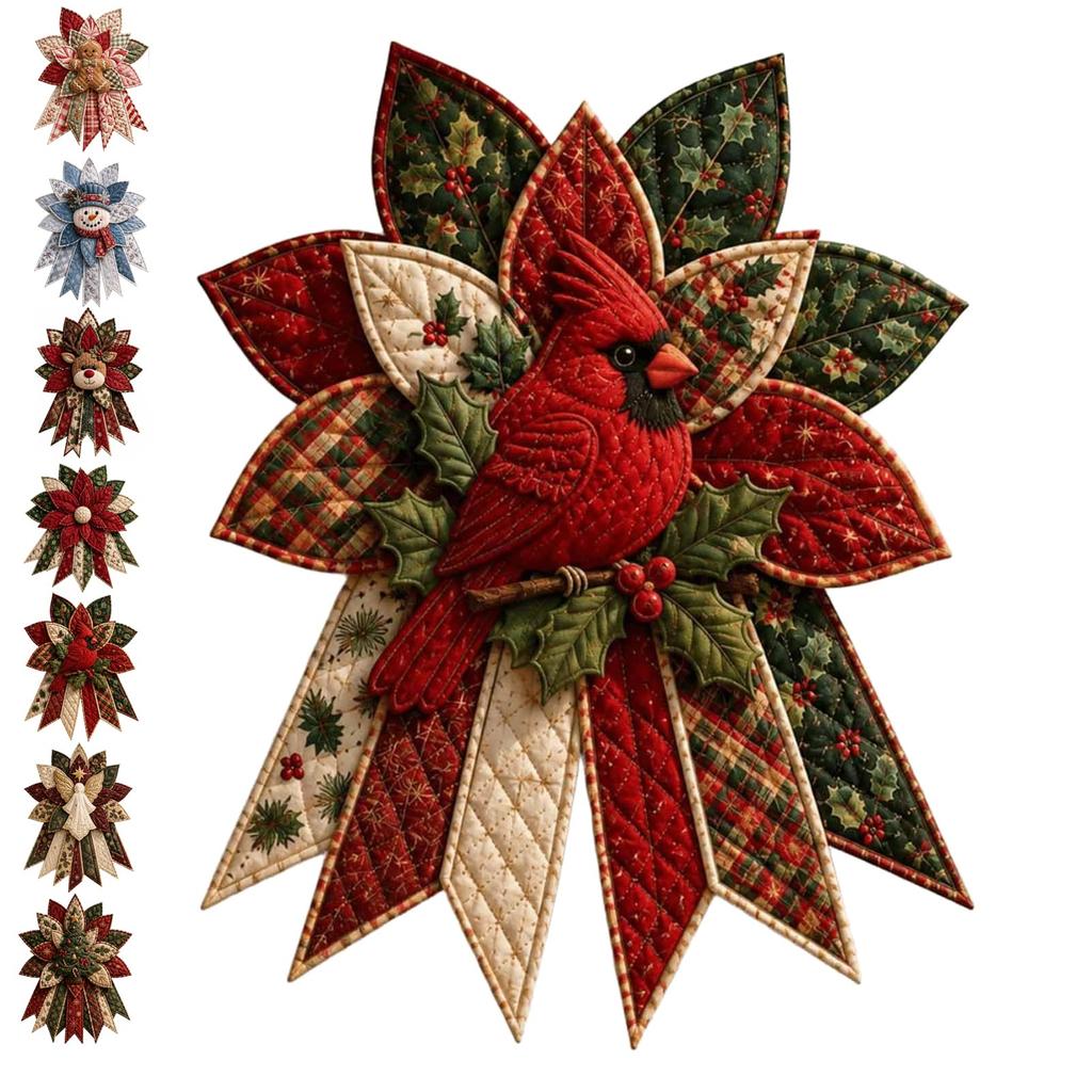 DIY Quilted Christmas Wreath Sewing Kit Fabric Door Hanging Ornament Gingerbread Tree Handmade Holiday Craft Decor Set
