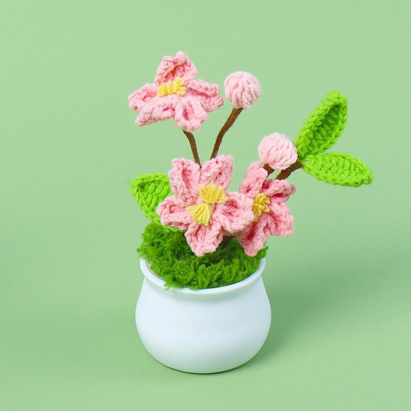 Hand-Knitted Wool Fake Flowers Set: Sunflower, Carnation, Tulip - Desktop Decor, Teacher/Student Gift, Everlasting Bouquet