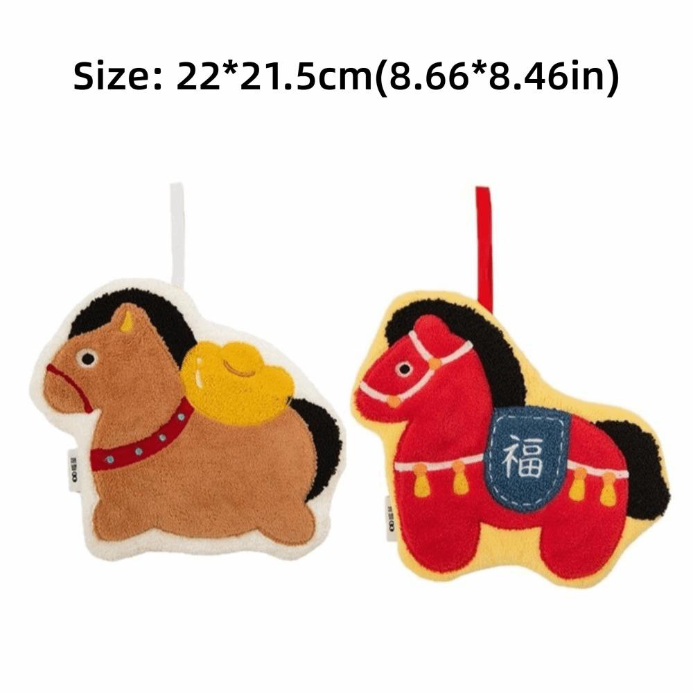 Coral Velvet Year of Horse Hand Towel Thickened Quick Drying Bathroom Kerchief Hanging Water-absorbing Washcloth Household