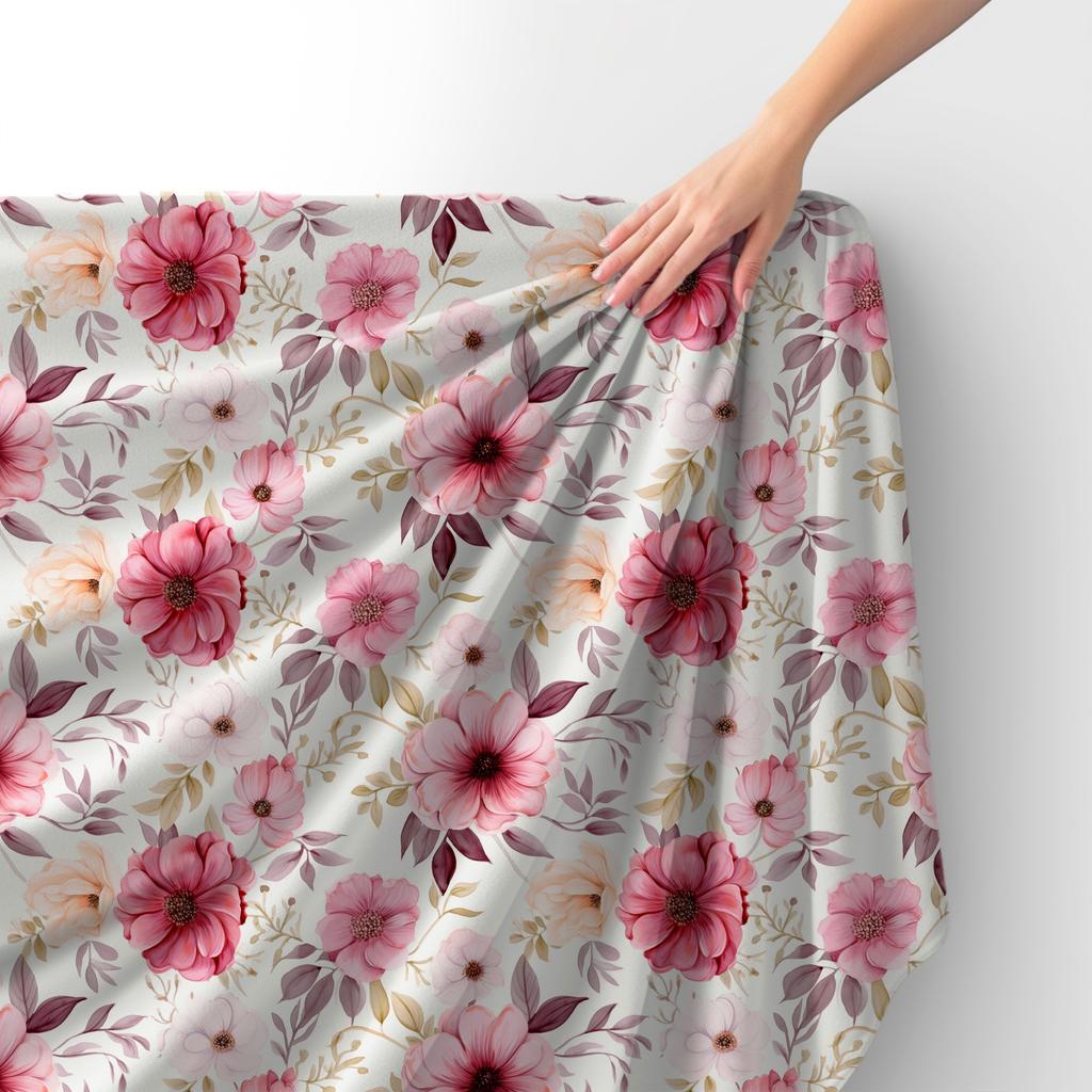 Royal Velvet Fabric Polyester For Sewing - Motif Flowers - Rdx2175