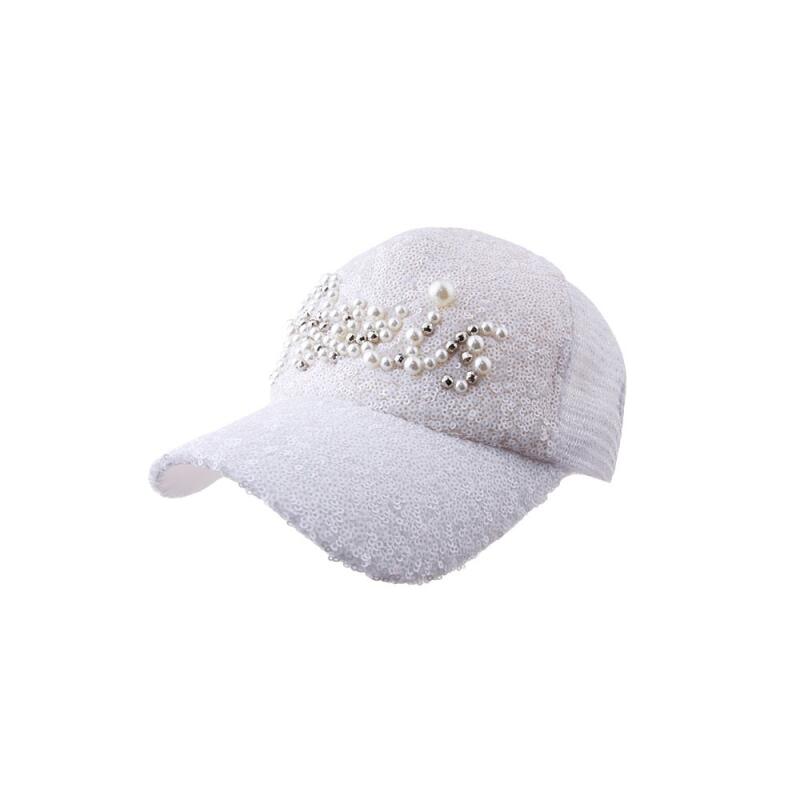 Gorgeous sequin ball cap performance event women s baseball cap white