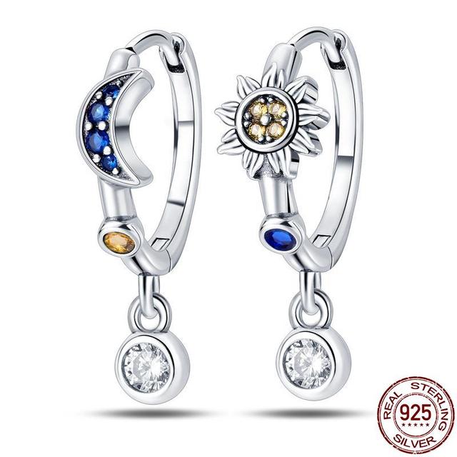 100 % echte 925 Silber Ohrringe Schneeflocke Zirkon Herzform Gold Roségold Zirkon Schmuck funkelnden Creolen Anhänger