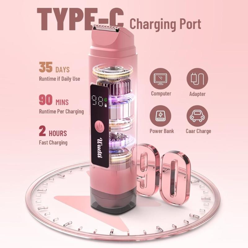 Rechargeable Bikini Line Trimmers For Ladies Featuring 2 Blades And LCD Screen For Precise Hair Removal