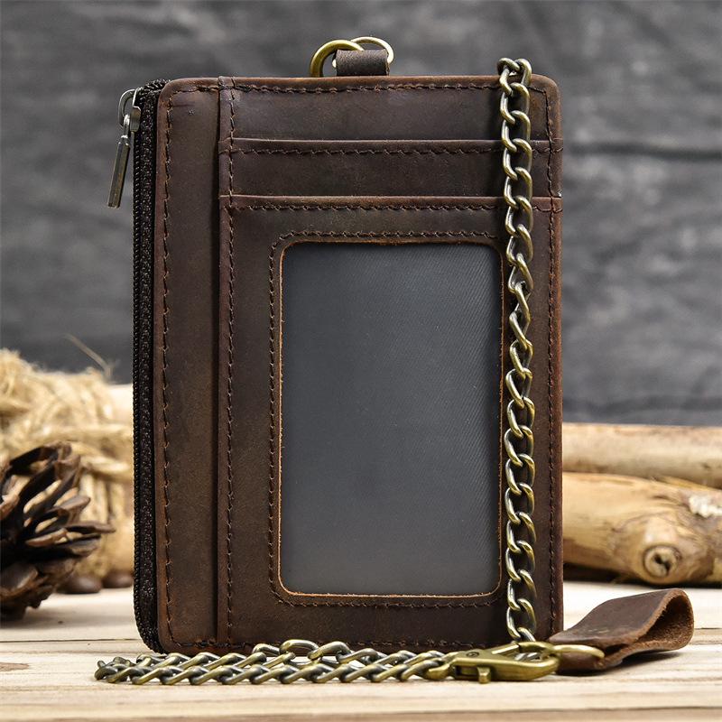 Men's RFID Blocking Genuine Leather Card Holder & Wallet - Crazy Horse Leather, Retro Style, Anti-Magnetic Cowhide 1003