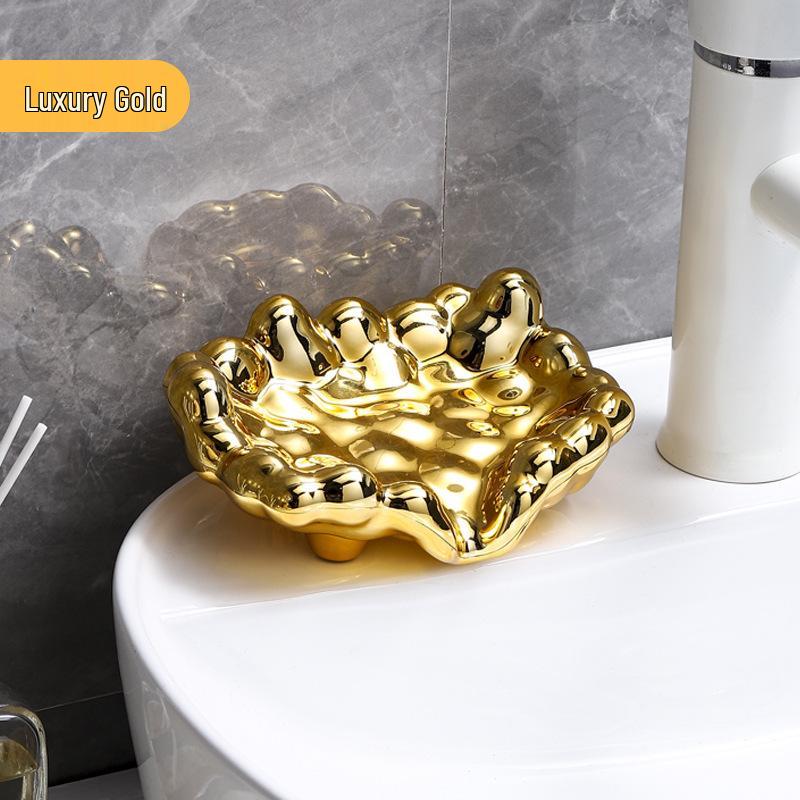 Luxury Electroplated Soap Dish with Drainage - Punch-Free Wall-Mounted Holder