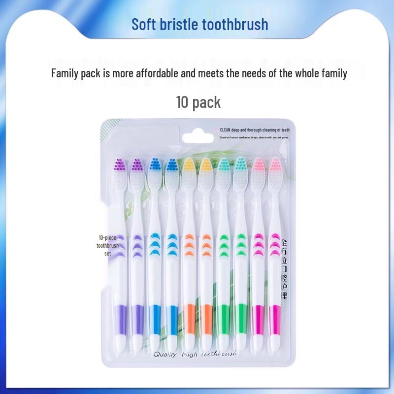 Bamboo Charcoal Soft Bristle Toothbrush 10-Pack