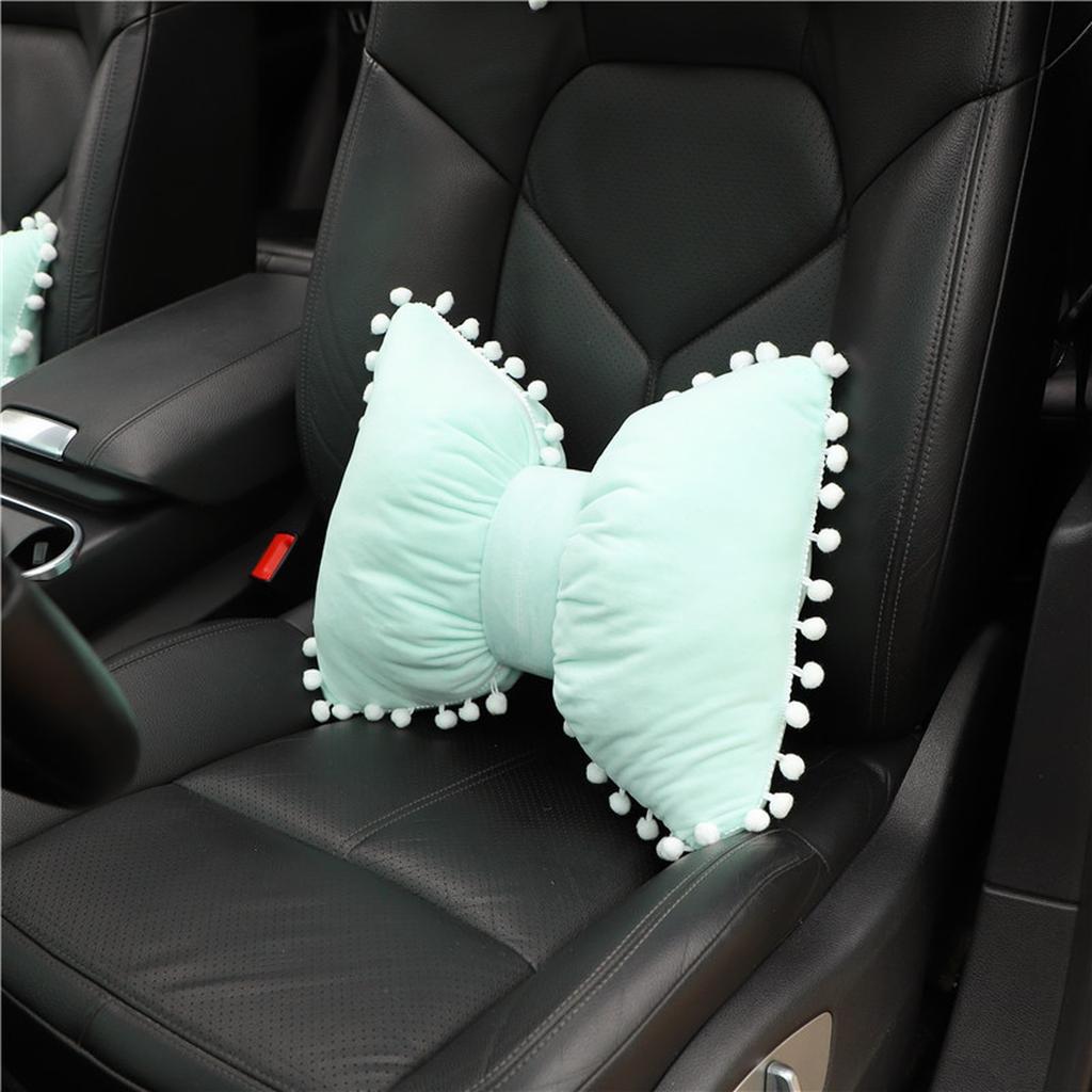 Butterfly Knot Car Neck Pillow And Lumbar Support Cushion Set Plush Bowknot Headrest Pillow Waist Support Charm Colorful C