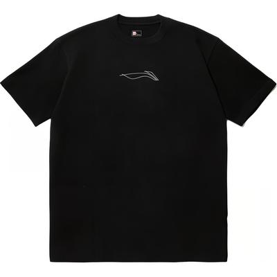 Li Ning Round Neck Skateboard Series Printed Comfortable Sports Short Sleeve T-Shirt Men Tops Black AHSU223-1