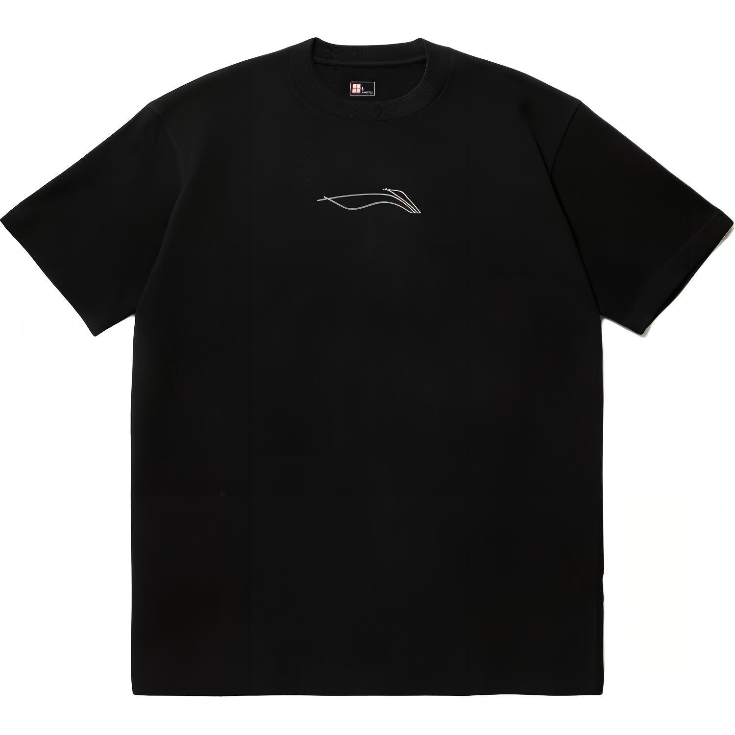 

Li Ning Футболка с круглым вырезом из серии для скейтбординга с принтом, удобная спортивная футболка с коротким рукавом, мужская, топы, черная AHSU223-1 2XL