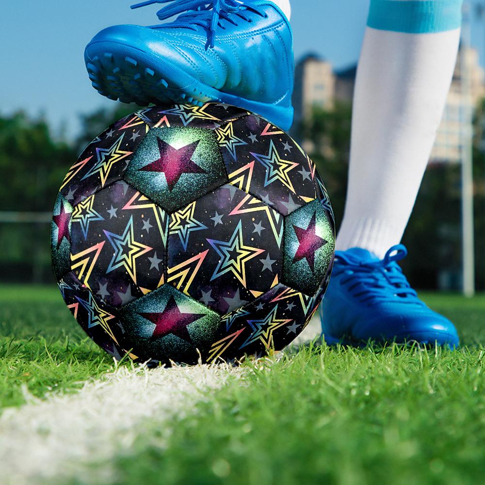 1PC Colorful Starry Night Galactic Star Soccer Ball Size 5 Football Machine Sewn Indoor/Outdoor Universal Football Gift W107