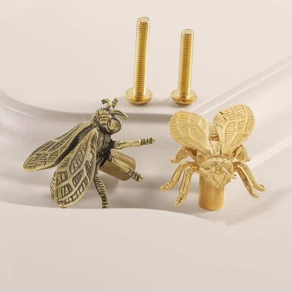 Single Hole Cabinet Door Knobs Bee Wardrobe Drawer Pulls Brass Door Handle Furniture Hardware