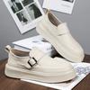 Fashion 2025 New Men's Platform Loafers Chunky Sole Leather Slip-On Shoes Casual Comfortable Walking Shoes for Men Fashion Slip on Flats