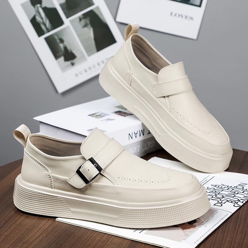 Fashion 2025 New Men's Platform Loafers Chunky Sole Leather Slip-On Shoes Casual Comfortable Walking Shoes for Men Fashion Slip on Flats