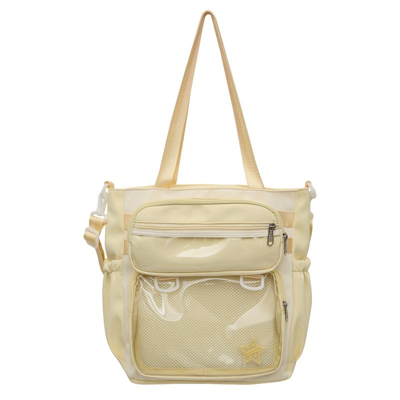 Solid Color Transparent Crossbody Bag Student Handbag Women's Large Capacity Shoulder Tote Bag with Pen Bag