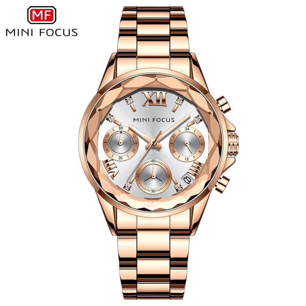 Women's Watch Business Casual Women's Watch Multifunctional Petal Mirror Luminous Steel Band Women's Watch