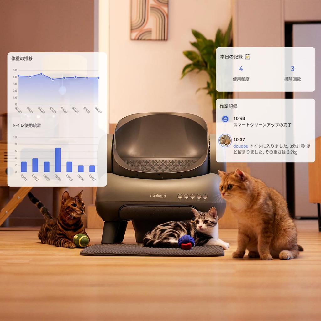 Lettiera per gatti Neakasa M1 completamente automatica, dotata di 9 campi aperti e spaziosi, adatta per gatti di grandi dimensioni, dotata di rimozione della lettiera per gatti adatta per