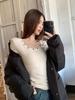 Spicy Girl Rivet Round Neck Slim Fit Long Sleeve T-shirt for Women's Autumn/Winter Wear