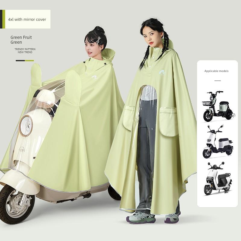 Electric Scooter Raincoat for Two People, Men and Women, Thickened and Enlarged, Long Full-Body Rain Poncho for Heavy Rain, Motorcycle Riding Rainwear