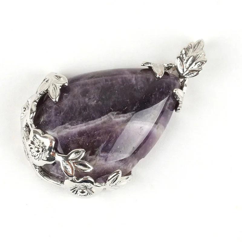 1pc New Sweater Chain Teardrop-shaped Natural Stone Rose Necklace Ladies Fresh Pendant Creative Paragraph