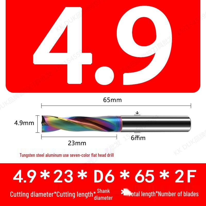 Tungsten Steel Flat Head Drill Bit for Aluminum, 180°, 4.1-6.0mm (0.1mm Intervals)