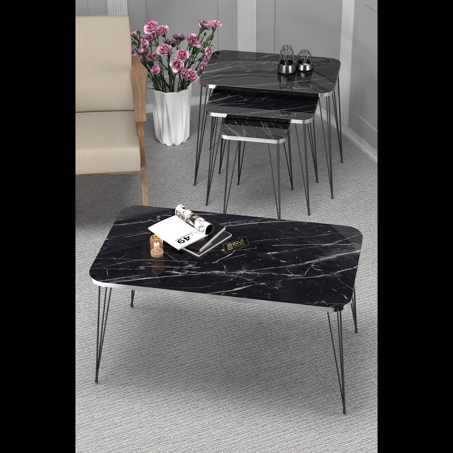 

Вложенный стол Kr и центральный стол Kr Set Silver Bendir Wire Leg Black