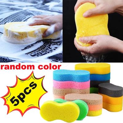 2/5Pcs Car Wash Sponge Block Car Motorcycle Cleaning Supplies Large Size Sponge Brush Dusting Random Color Car Cleaning Tools