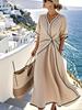 European and American round neck sleeveless contrasting colors loose and thin cross dress, sleeveless long dress