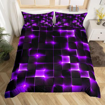 Black and Purple Duvet Covers for Kids Teens Queen King Lightweight Quilt Cover Abstract Art Bedding Set Bedroom Decor No Quilt