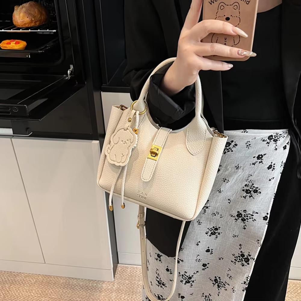 Chic Slant Cross Bucket Bag Cute Women's Tote Bag Korean PU Leather Shoulder Bag  Female