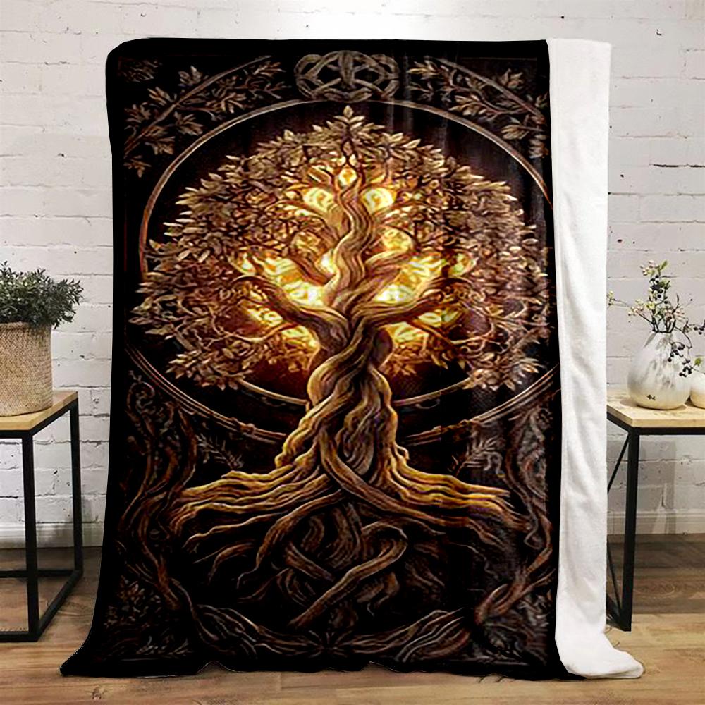 Mystical Glowing Tree Art Bedroom Blanket - Printed Flannel Blanket for Bedroom, Living Room, Sofa, and Nap