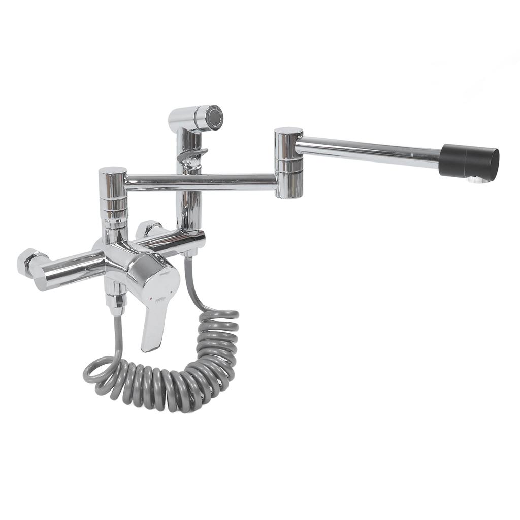 G1/2 Bathtub Faucet Set Wall Mounted Copper Silver Multifunctional Foldable Bathroom Faucet Set